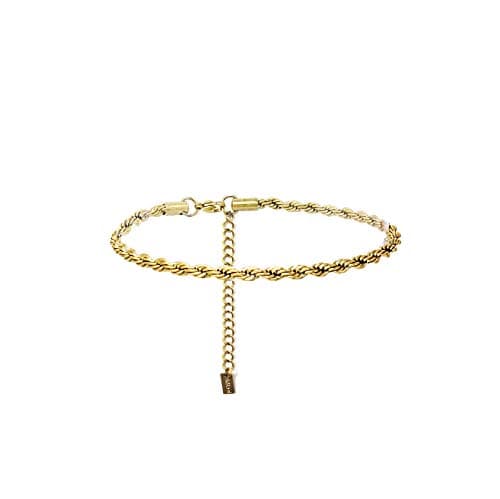 Fashion 21 Stainless Steel Cuban Rope Chain Anklet for Women Adjustable Waterproof Beach Fashion