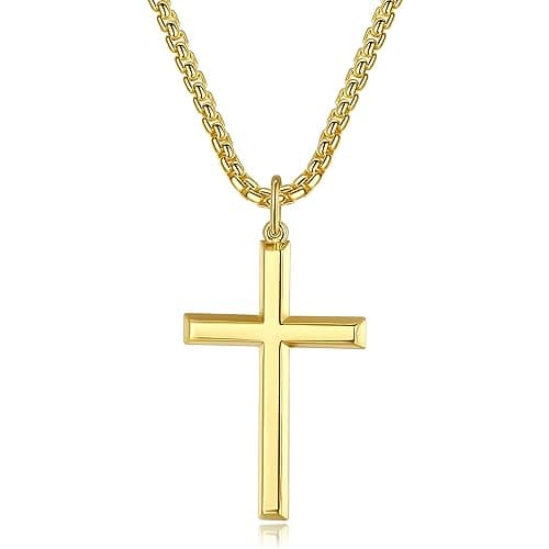 FANCIME Sterling Silver Cross Necklace for Men and Women