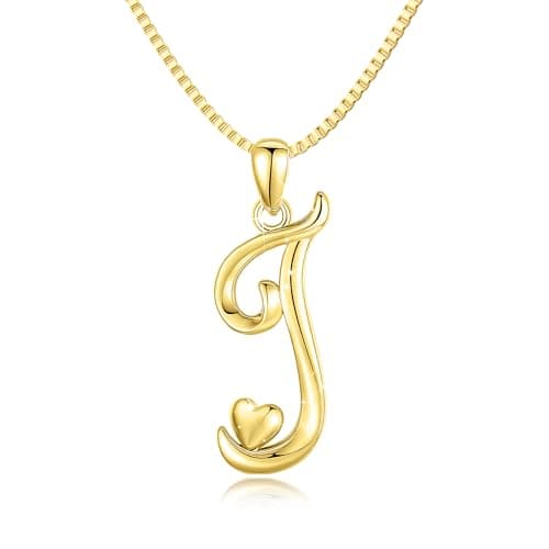Freekiss Gold Heart Initial Necklace for Women