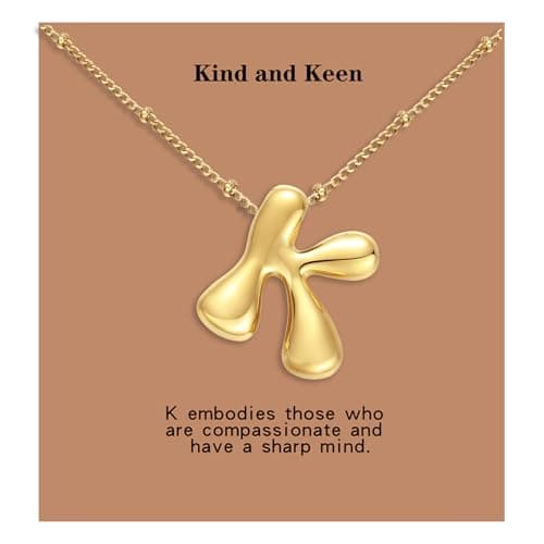 VOJO Gold Plated Balloon Letter Pendant Necklace for Women