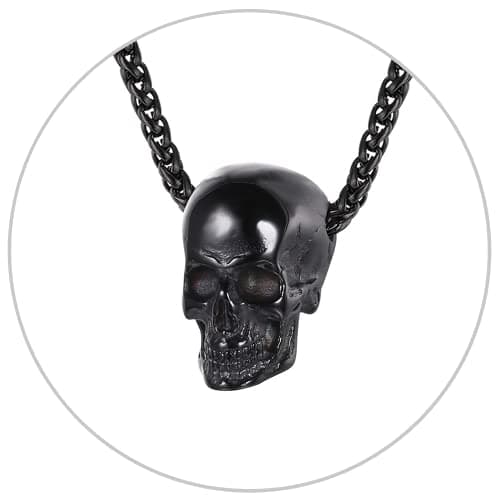 Stainless Steel U7 Skull Pendant Necklace - Gothic Punk Jewelry with 22-24 Inch Chain