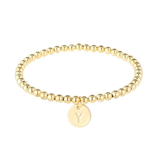 Mikovivi Initial Bracelet, Dainty Gold Letter Charm Beaded Jewelry for Girls & Teens