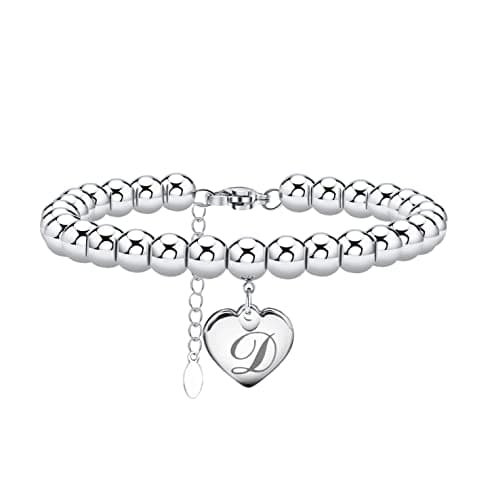 Monily Stainless Steel Heart Alphabet Bracelet for Women