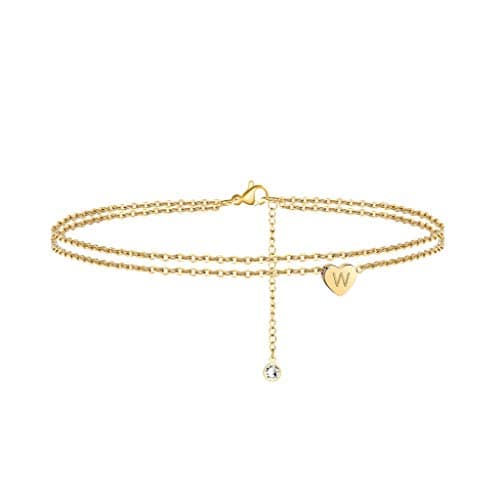 Turandoss 14K Gold Filled Layered Heart Anklet for Women