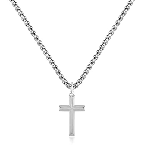 Black Gold Silver Cross Necklace for Boys & Men, Religious Jewelry Gifts