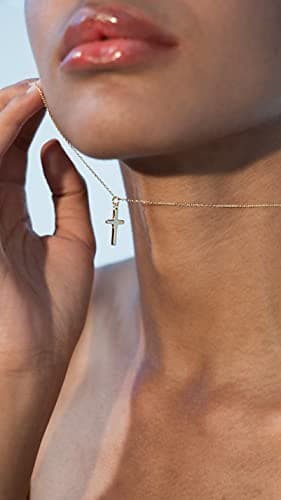 Miabella Italian 18K Gold Plated Small Cross Pendant Necklace