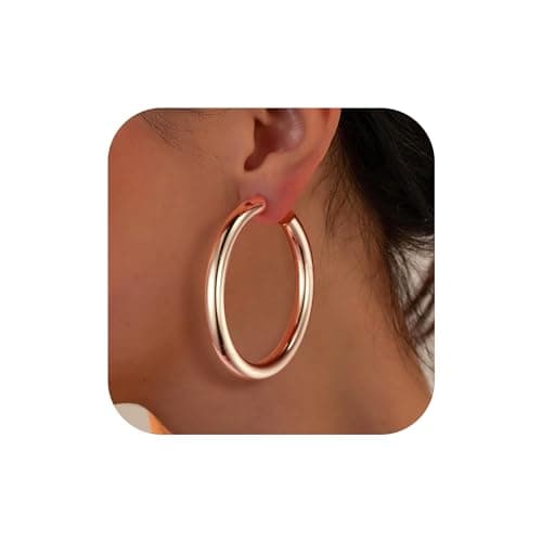 Ursteel 14K Rose Gold Plated Chunky Hoop Earrings for Women