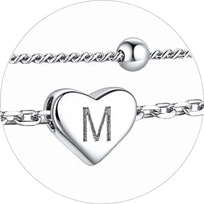 Stylish Women's 925 Sterling Silver Heart Anklets with Beads (Gift Box Included)