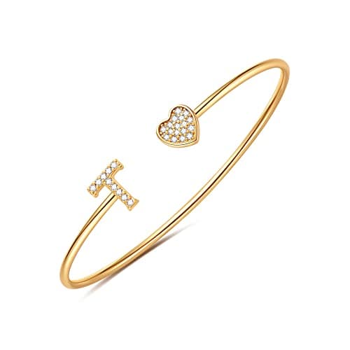 BRIJEWLIC 14K Gold Plated Initial Bracelets for Women and Girls