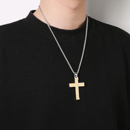HZMAN Men's Stainless Steel Jesus Crucifix Pendant Necklace
