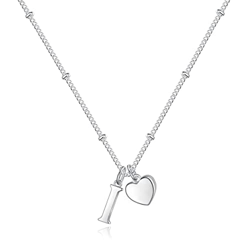 Vrsilver Easter Basket Stuffers: Heart Initial Necklaces for Girls & Women Jewelry