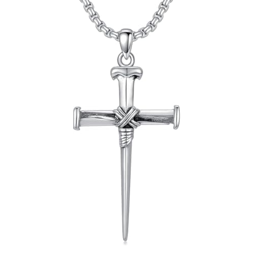 MEIDERBO 925 Sterling Silver 3 Nail Cross Pendant Men's Jewelry