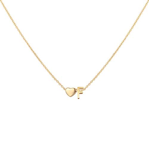 Glimmerst Heart Initial Necklace - Personalized 18K Gold Plated Stainless Steel