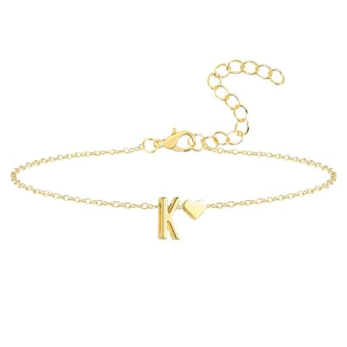 Seaield Women's 14K Gold Plated Personalized Initial Bracelet Trendy Gift
