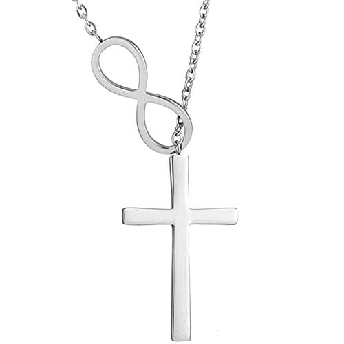 Jude Jewelers Stainless Steel Christian Cross Infinity Charm Necklace