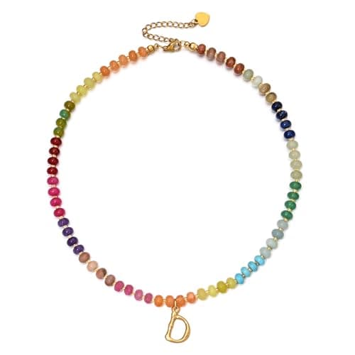 PDOUSELF Boho Personalized Beaded Initial Choker Necklace for Women Summer Beach