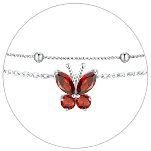SILVERCUTE 925 Sterling Silver Butterfly Anklet for Women Waterproof Summer Beach Jewelry 22-27cm
