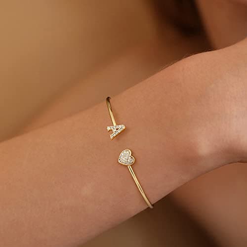 BRIJEWLIC 14K Gold Plated Initial Bracelets for Women and Girls