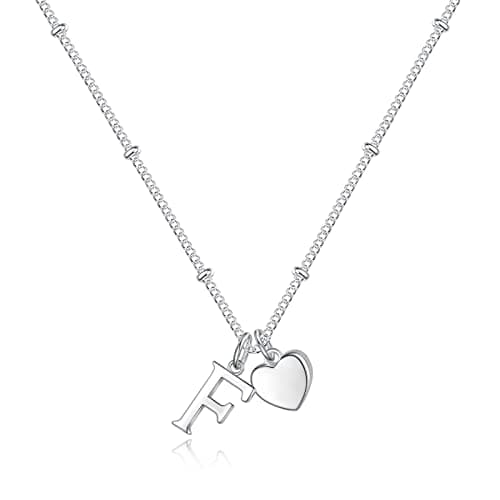 Vrsilver Easter Basket Stuffers: Heart Initial Necklaces for Girls & Women Jewelry