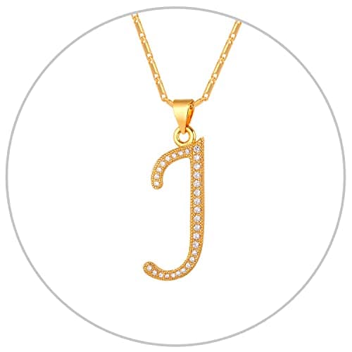 Alphabet A-Z Stainless Steel Choker for Women, Gold Plated CZ Jewelry, Gift Box Packed