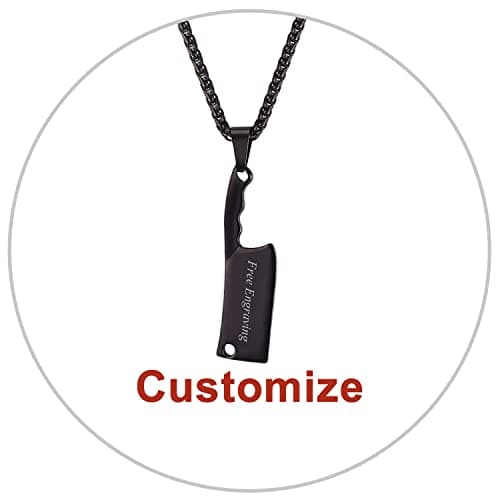 Stainless Steel 18K Gold Plated U7 Punk Dagger Pendant Necklace 22-24 Inches