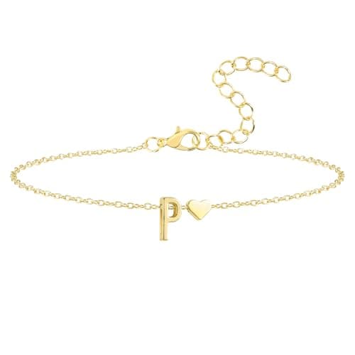 Seaield Women's 14K Gold Plated Personalized Initial Bracelet Trendy Gift