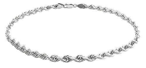 Savlano 925 Sterling Silver Solid Italian Figaro Anklet for Women, 0.8mm-5mm, Gift Box Included