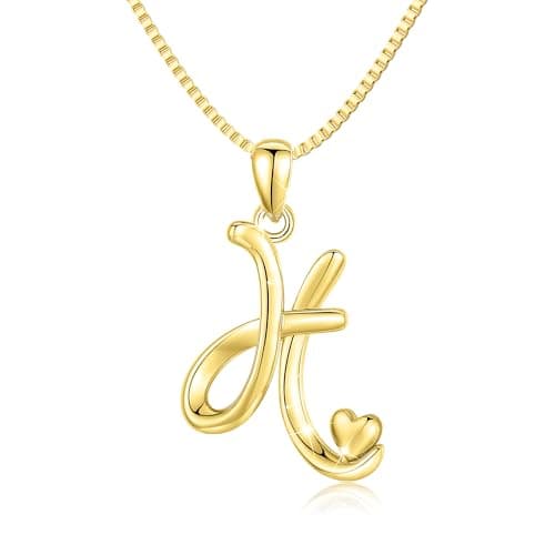 Freekiss Gold Heart Initial Necklace for Women