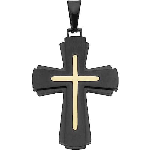 Boston Bay Diamonds Men's Cross Pendant Necklace, 316L Stainless Steel, 24" Curb Chain