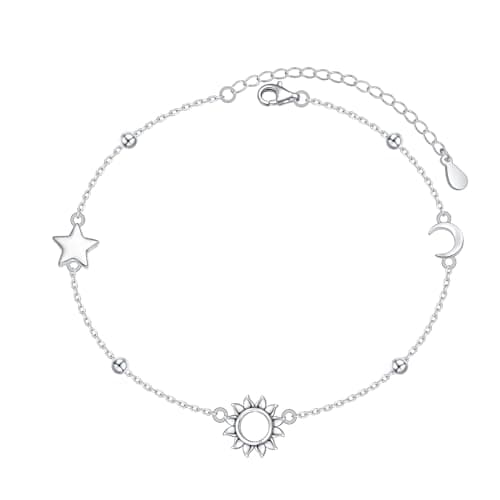 S925 Sterling Silver Evil Eye Starfish Heart Anklet for Women