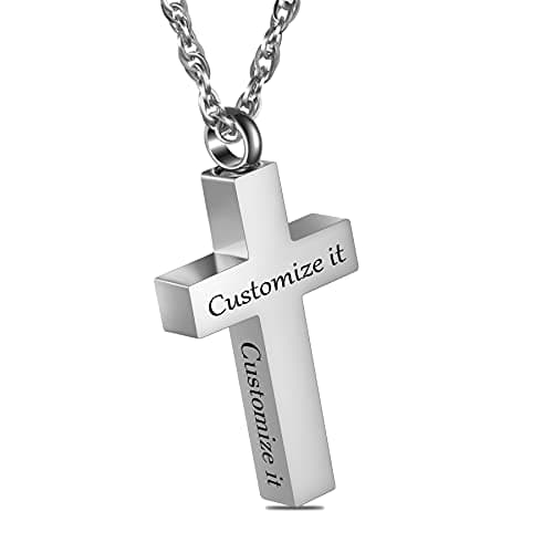 Stainless Steel Cremation Cross Necklace for Ashes Hold With Me Always