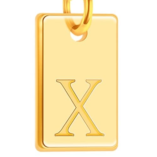Poxtex Gold Plated Initial Necklace, Non-Tarnish, Women's Square Pendant Jewelry_gifts