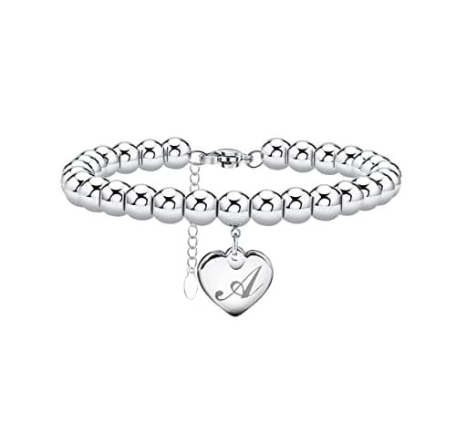 Monily Stainless Steel Heart Alphabet Bracelet for Women