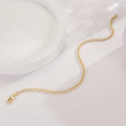 Moonfox 14K Gold Women's Non-Tarnished Double Hoop Bracelet