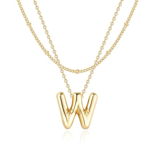 NateBur 14K Gold Layered Balloon Initial A-Z Choker Necklace, Personalized Birthday Gift for Women