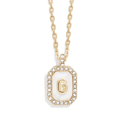 BaubleBar Gold & Mother of Pearl Initial Necklaces