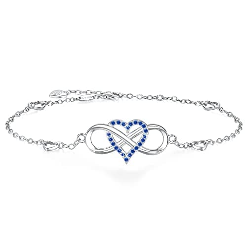 BlingGem Women's Sterling Silver Rose Gold Infinite Anklet Necklace Summer Jewelry Gift