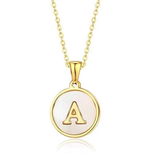 KELMALL Gold Initial Necklace, A-Z Circle Pendant Non-Tarnish Jewelry