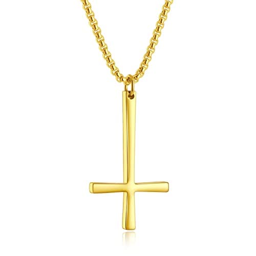 HEXALOVA Silver Cross Necklace for Men & Women Gothic Christian Jewelry