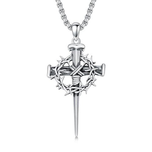 MEIDERBO 925 Sterling Silver 3 Nail Cross Pendant Men's Jewelry