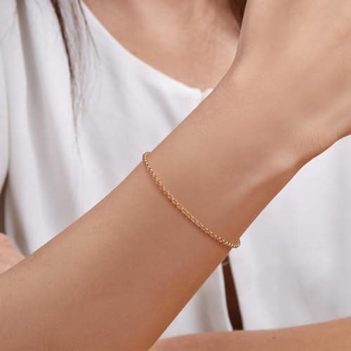 Moonfox 14K Gold Women's Non-Tarnished Double Hoop Bracelet