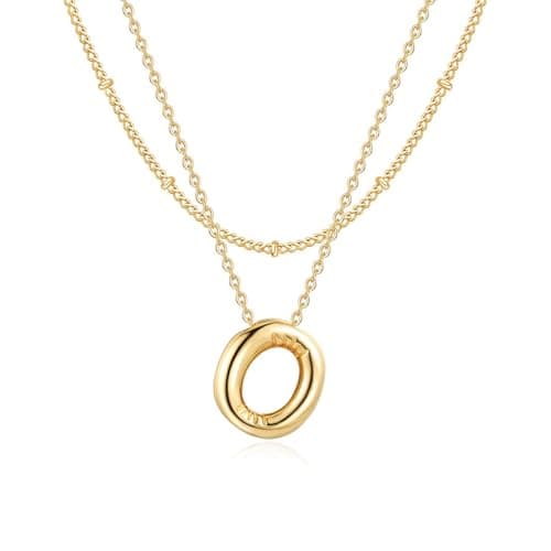 NateBur 14K Gold Layered Balloon Initial A-Z Choker Necklace, Personalized Birthday Gift for Women