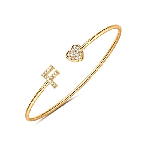 BRIJEWLIC 14K Gold Plated Initial Bracelets for Women and Girls