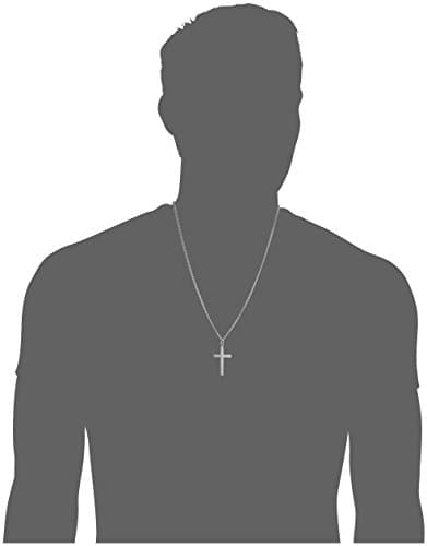 Amazon Essentials Men's Sterling Silver Cross with Lord's Prayer Inscription, 24" Chain