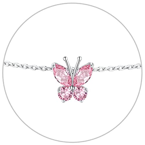 SILVERCUTE 925 Sterling Silver Butterfly Anklet for Women Waterproof Summer Beach Jewelry 22-27cm
