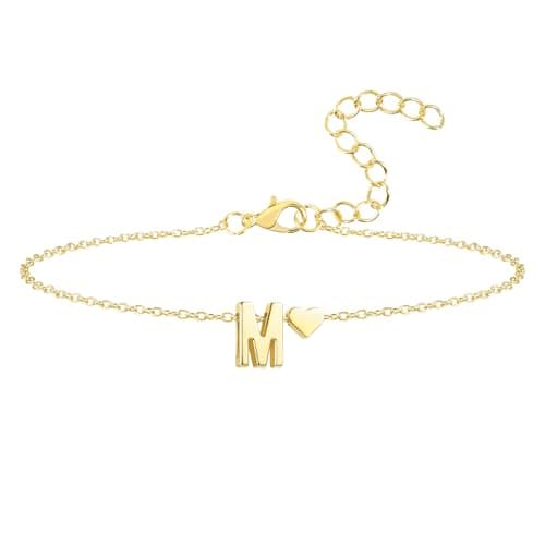 Seaield Women's 14K Gold Plated Personalized Initial Bracelet Trendy Gift