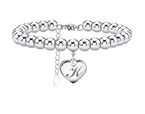 Monily Stainless Steel Heart Alphabet Bracelet for Women