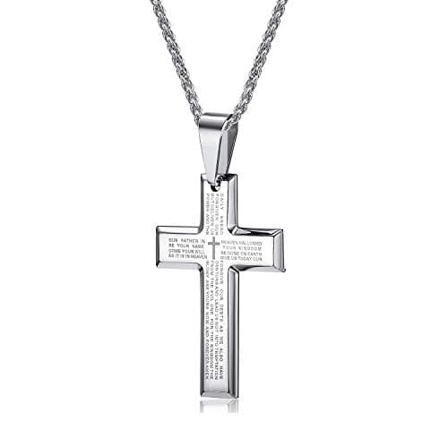 MOMOL 18K Gold Plated Stainless Steel Cross Pendant Necklace for Men and Women