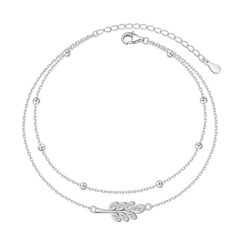 DAOCHONG Women's S925 Sterling Silver Adjustable Foot Heart Lotus Infinity Moon Stars Flower Pearl Anklet Beach Jewelry