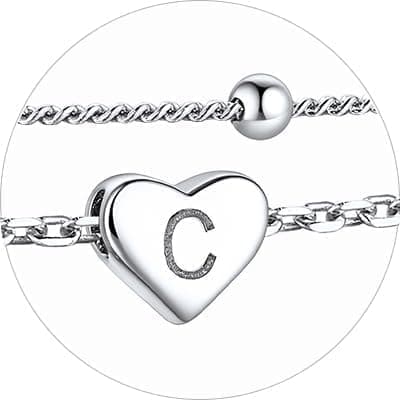 Stylish Women's 925 Sterling Silver Heart Anklets with Beads (Gift Box Included)